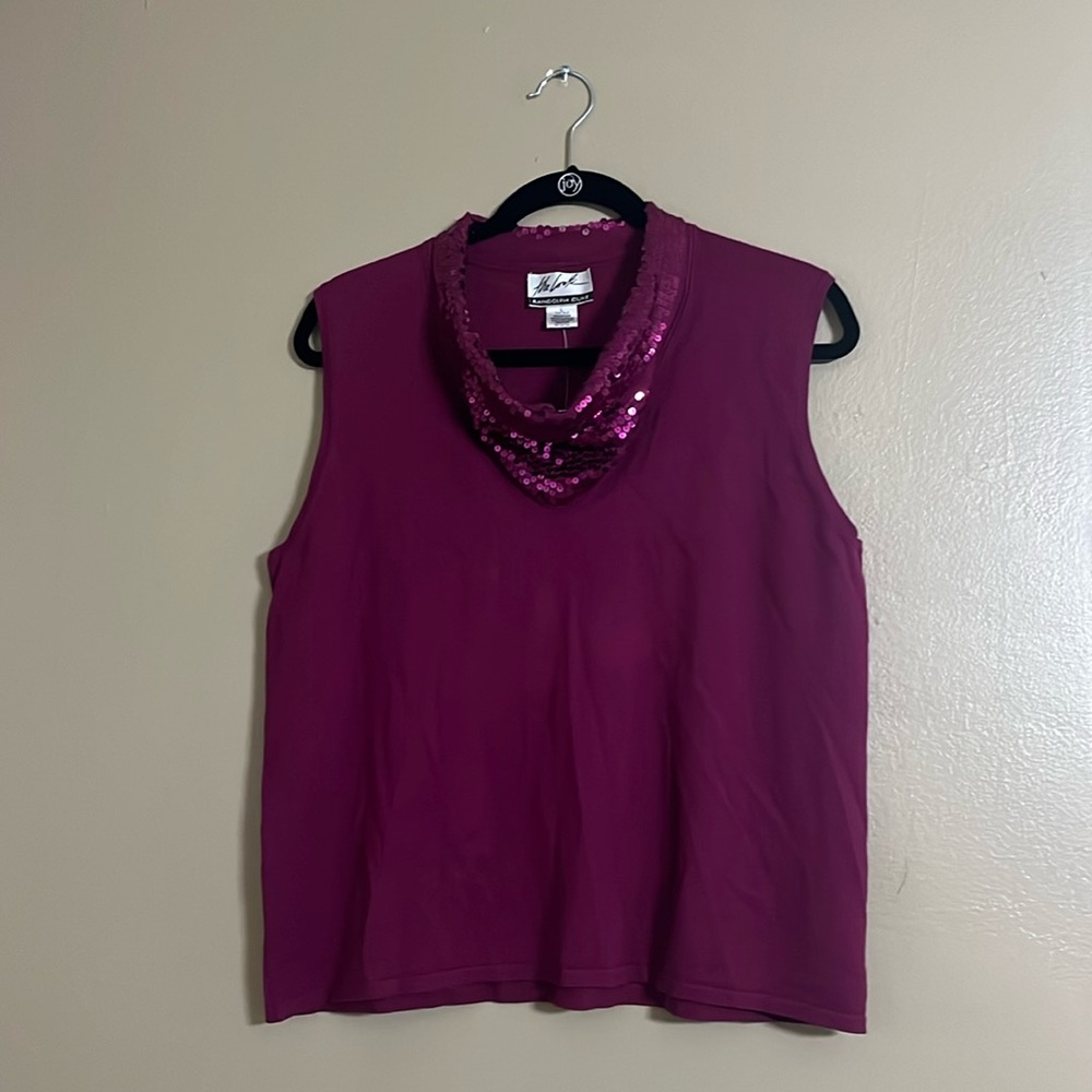 The Look Randolph Duke Tank Top Sz L Sequins Silk Blend Career Holidays Worship